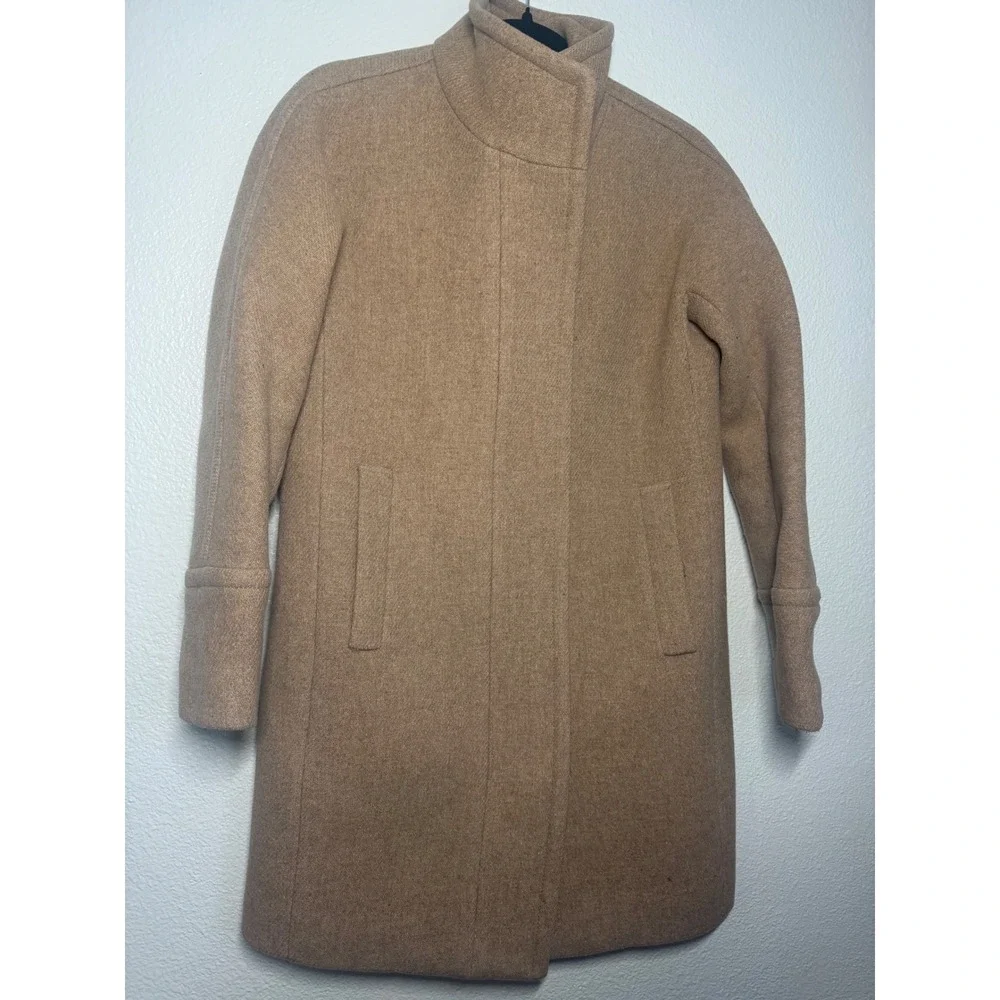 J.Crew Cocoon Coat Stadium Cloth Wool Nello Gori Tan Camel 00 B2770 - Picture 5 of 16